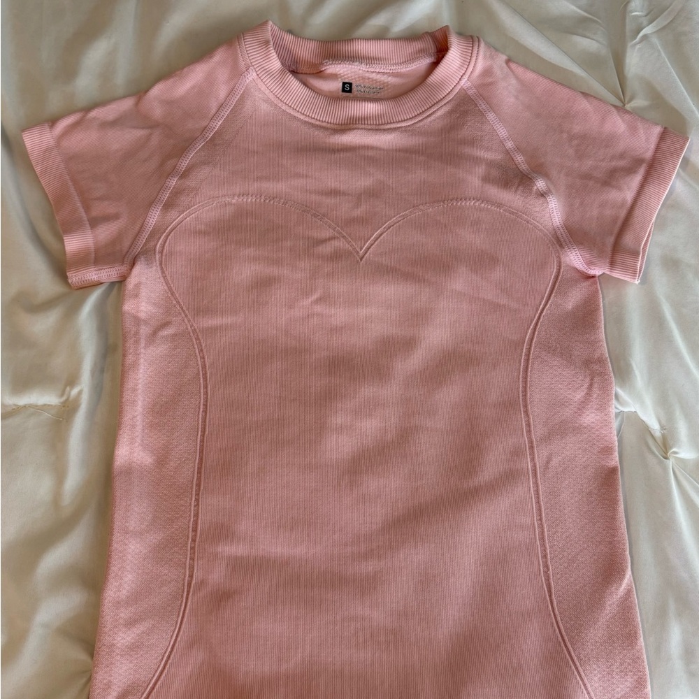 Pink Short Sleeve Top For Gym